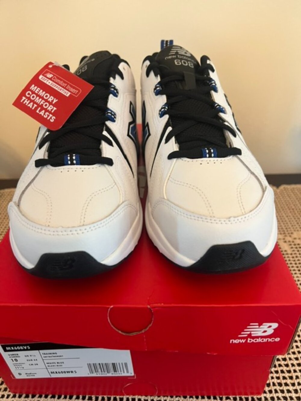 New Balance Mens Shoes  608 V5 MX608WN5 White Lace-Up Sneaker - Size 10